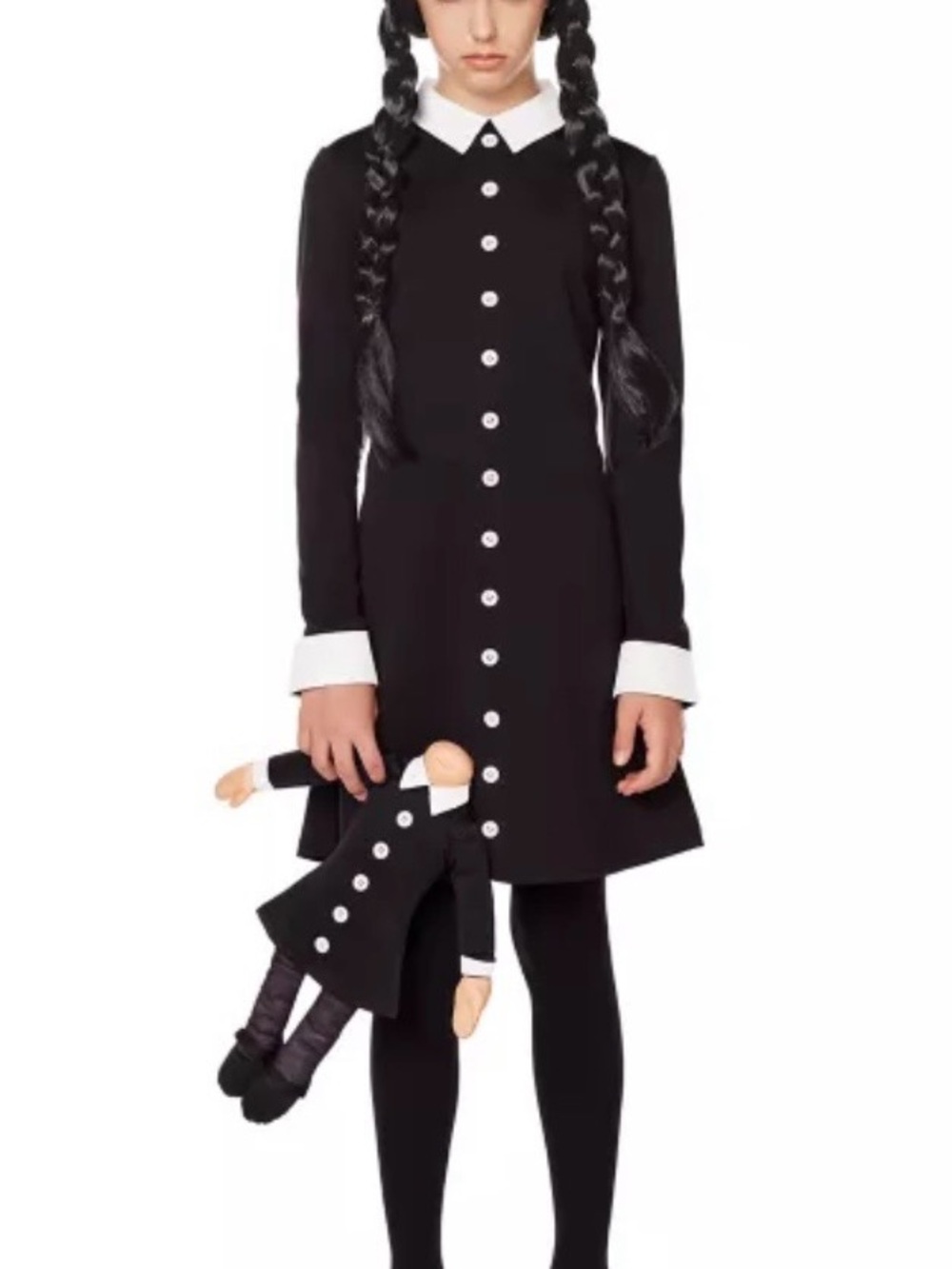 Child size 4-6 Wednesday Addams Halloween Costume - dress and Wig only